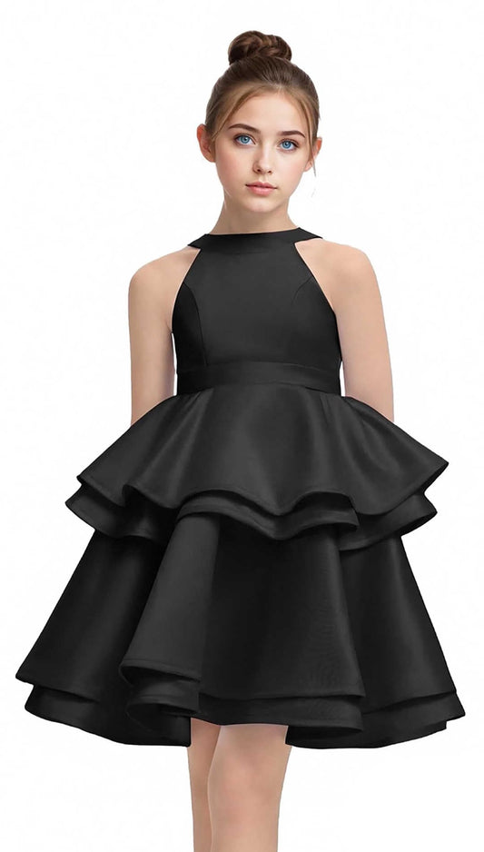 Women Short Halter Neck Satin Tiered Skirt Homecoming Dress 2025 for Teens Mini Prom Cocktail Formal Party Dresses