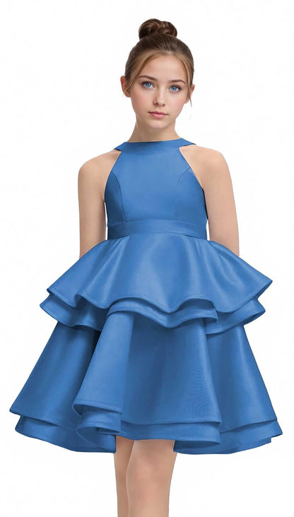 Women Short Halter Neck Satin Tiered Skirt Homecoming Dress 2025 for Teens Mini Prom Cocktail Formal Party Dresses