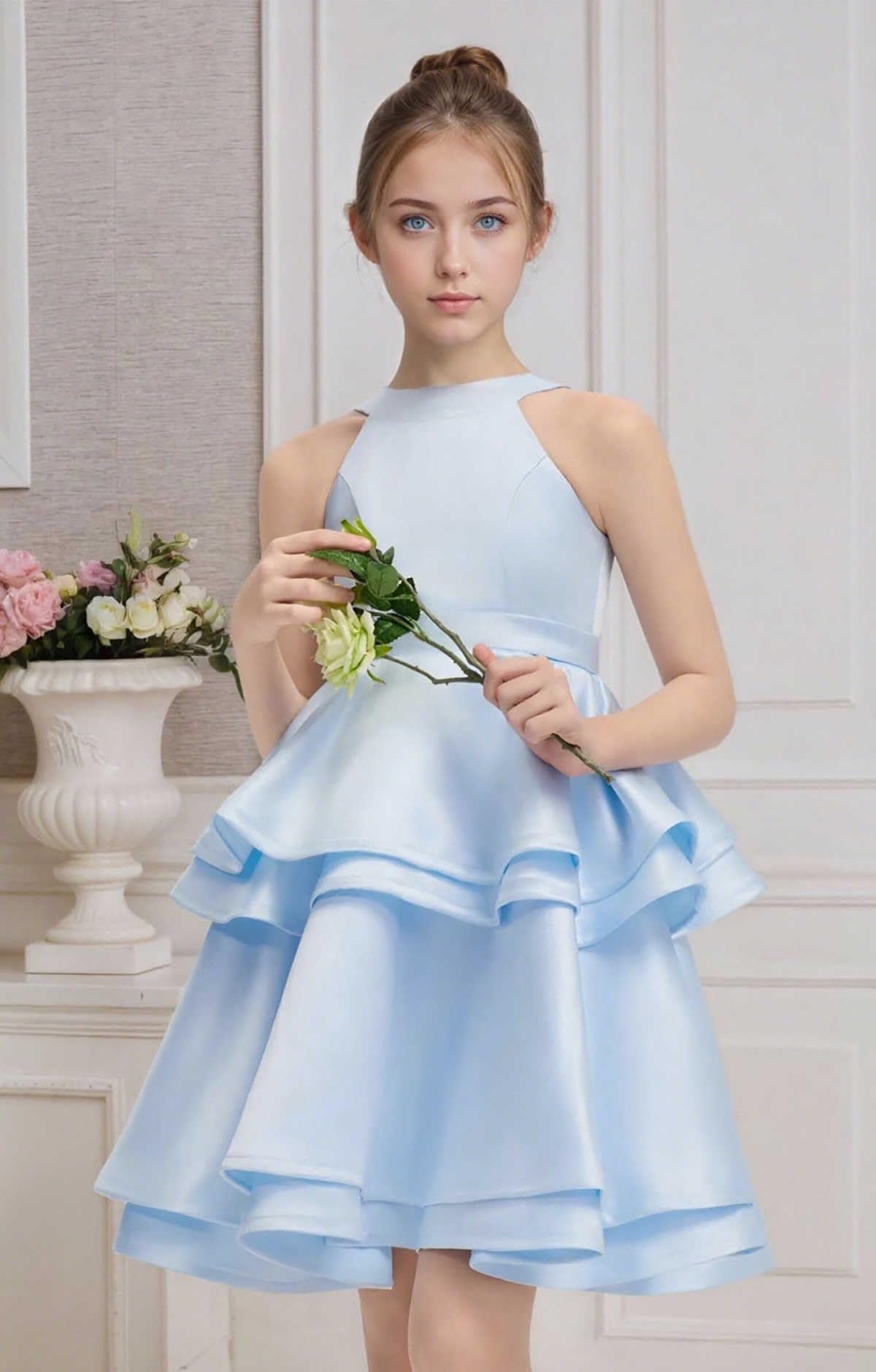Women Short Halter Neck Satin Tiered Skirt Homecoming Dress 2025 for Teens Mini Prom Cocktail Formal Party Dresses