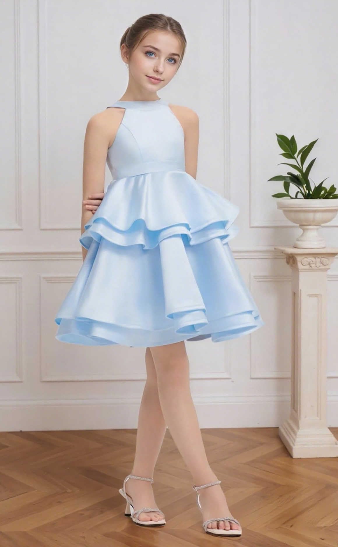 Women Short Halter Neck Satin Tiered Skirt Homecoming Dress 2025 for Teens Mini Prom Cocktail Formal Party Dresses