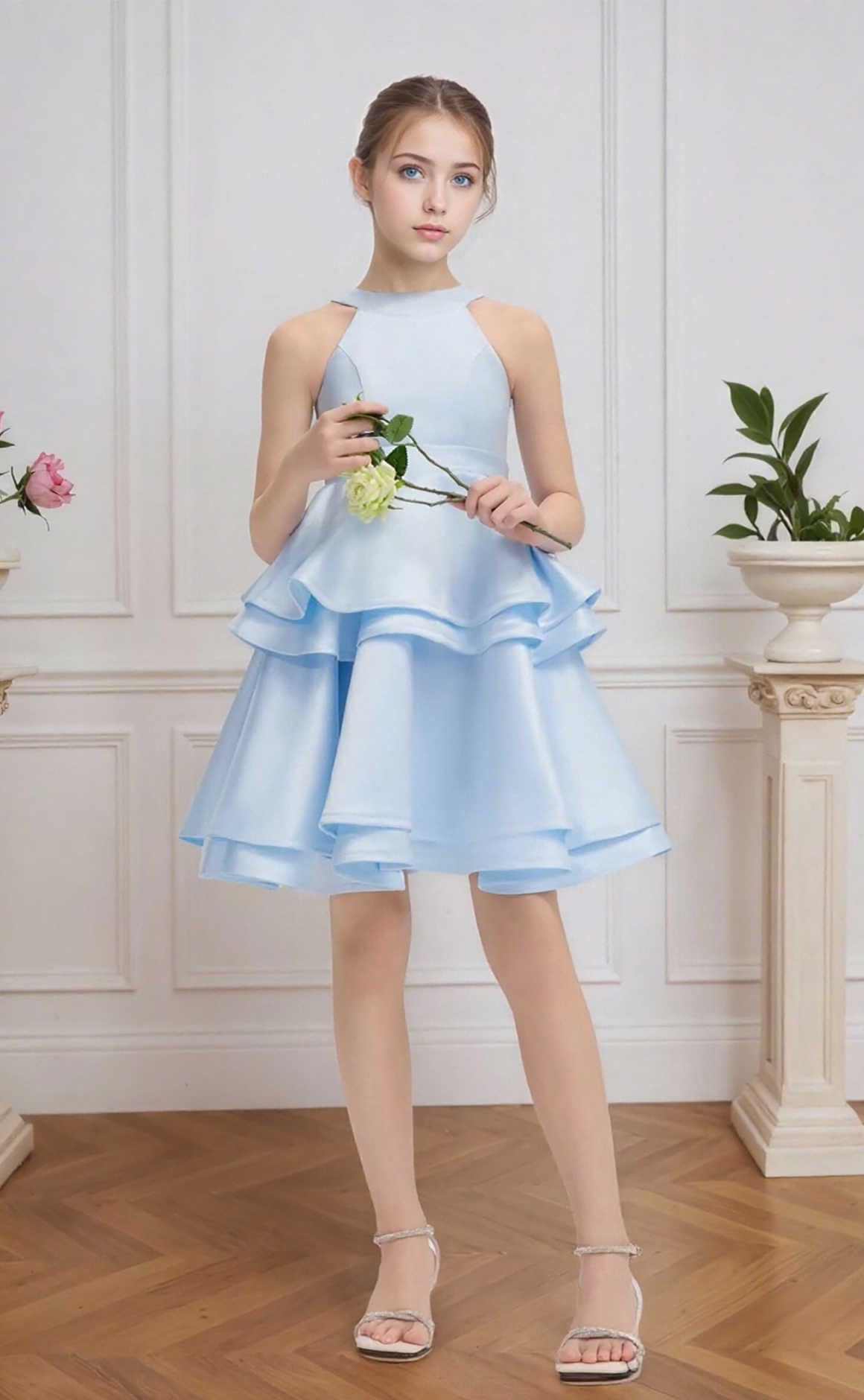 Women Short Halter Neck Satin Tiered Skirt Homecoming Dress 2025 for Teens Mini Prom Cocktail Formal Party Dresses
