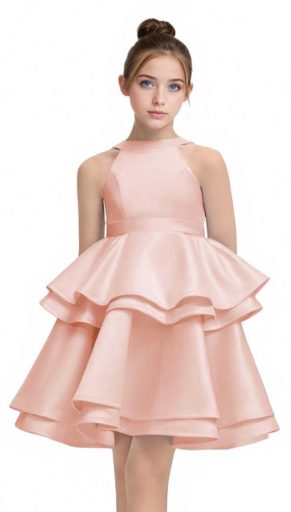 Women Short Halter Neck Satin Tiered Skirt Homecoming Dress 2025 for Teens Mini Prom Cocktail Formal Party Dresses