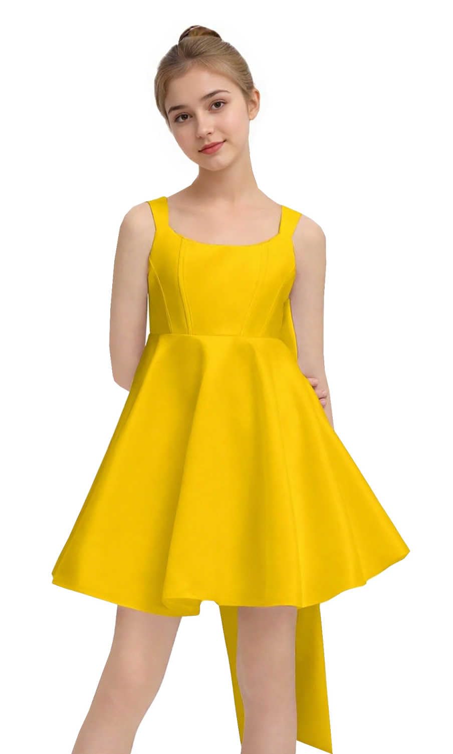 A-line Spaghetti Strap Pleated Satin Short Homecoming Dresses for Women 2025 Prom Cocktail Party Dress with Bow