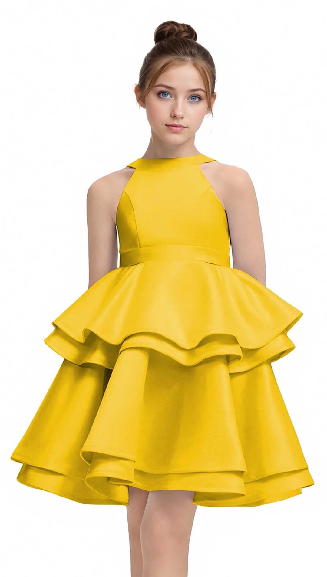 Women Short Halter Neck Satin Tiered Skirt Homecoming Dress 2025 for Teens Mini Prom Cocktail Formal Party Dresses