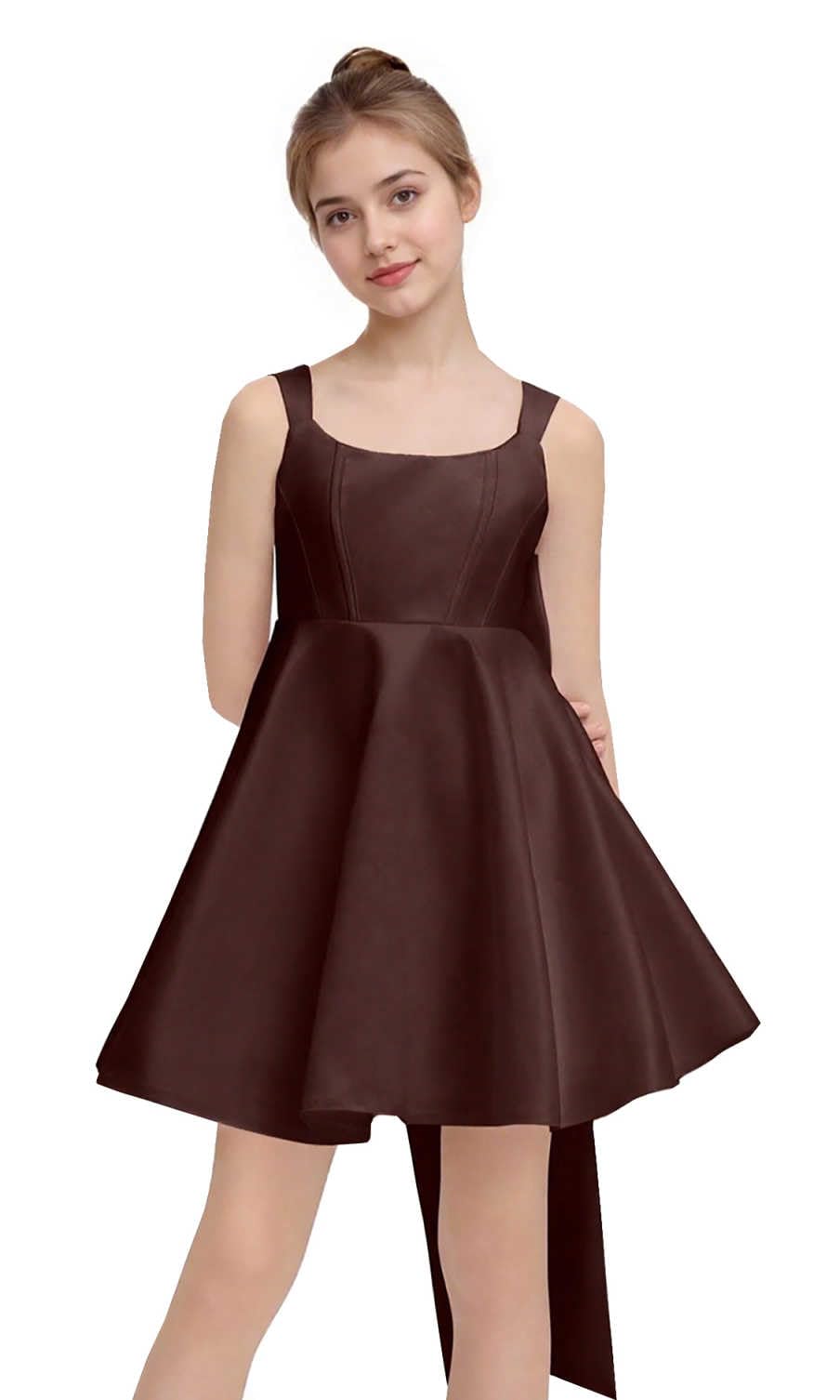 A-line Spaghetti Strap Pleated Satin Short Homecoming Dresses for Women 2025 Prom Cocktail Party Dress with Bow