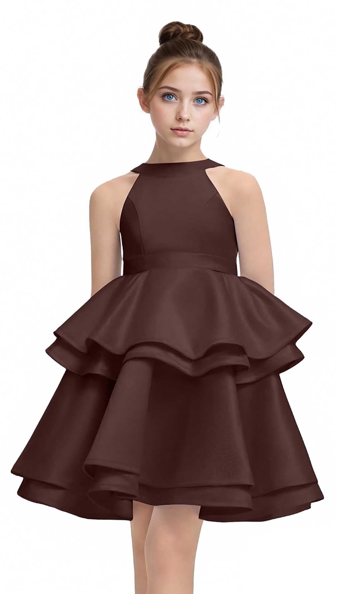 Women Short Halter Neck Satin Tiered Skirt Homecoming Dress 2025 for Teens Mini Prom Cocktail Formal Party Dresses