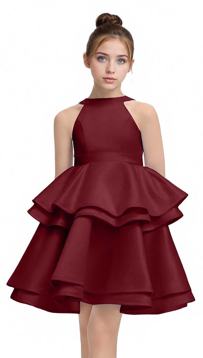 Women Short Halter Neck Satin Tiered Skirt Homecoming Dress 2025 for Teens Mini Prom Cocktail Formal Party Dresses