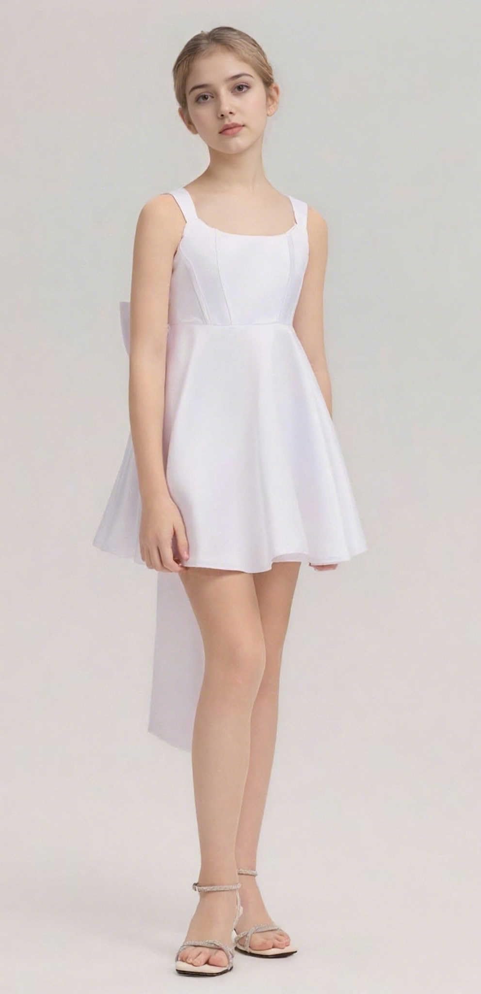 A-line Spaghetti Strap Pleated Satin Short Homecoming Dresses for Women 2025 Prom Cocktail Party Dress with Bow