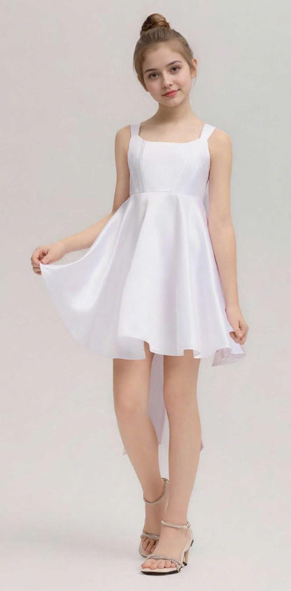 A-line Spaghetti Strap Pleated Satin Short Homecoming Dresses for Women 2025 Prom Cocktail Party Dress with Bow