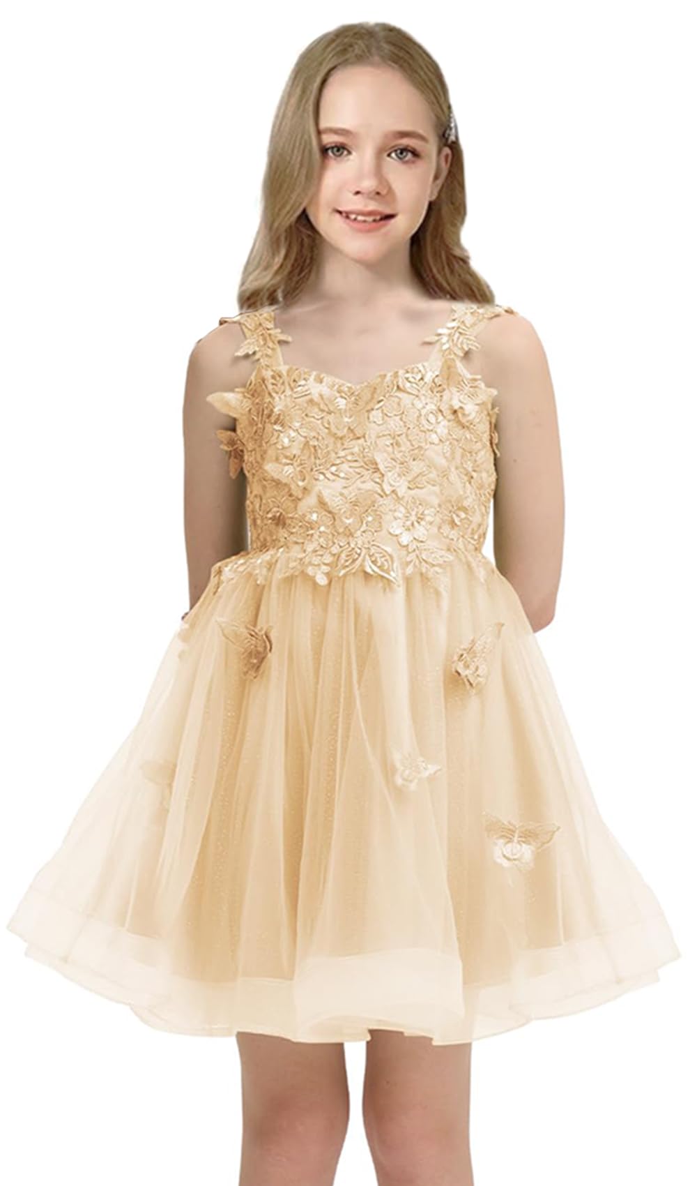 Short Flower Girl Dress for Wedding Lace Applique Homecoming Dresses for Teens UJR081