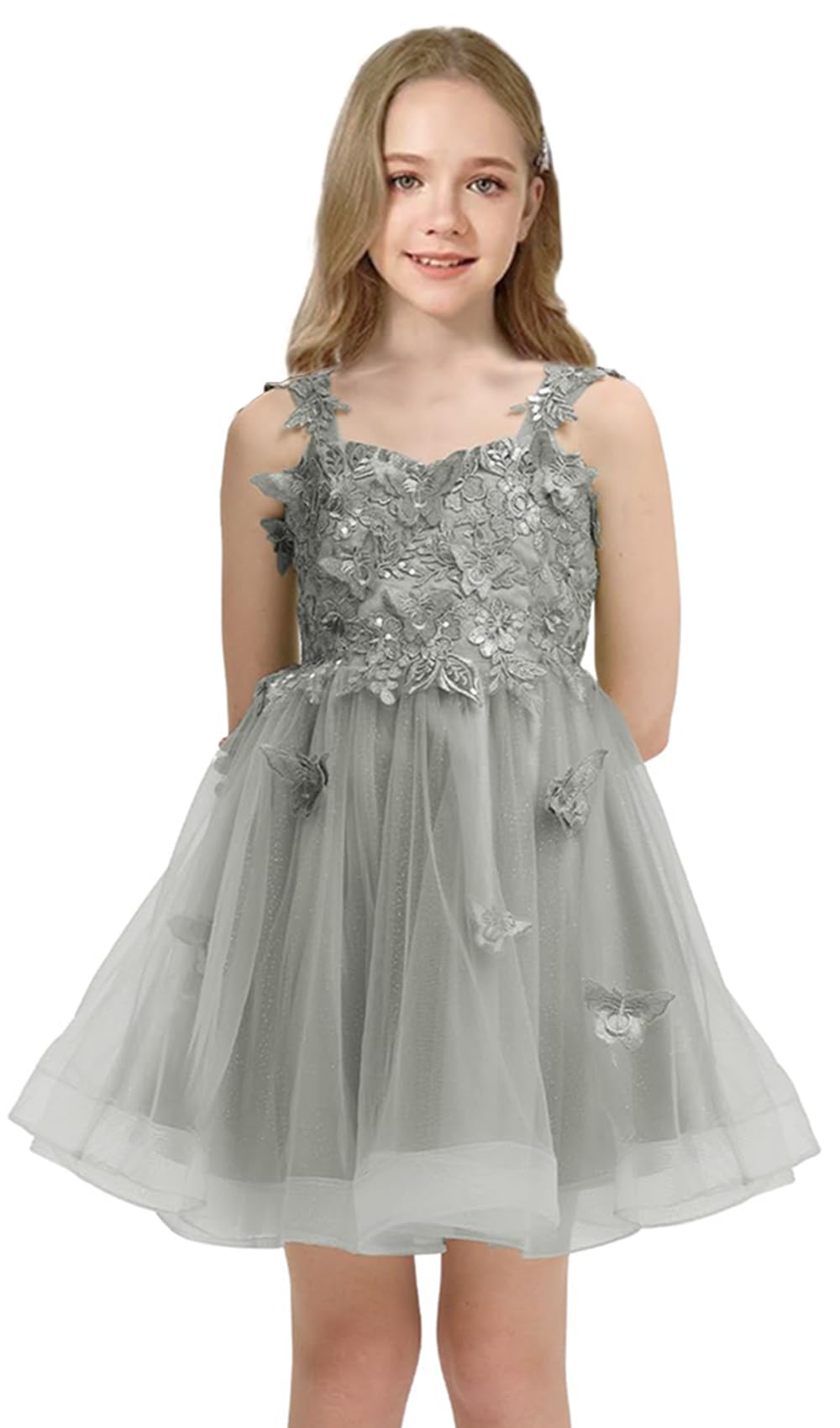 Short Flower Girl Dress for Wedding Lace Applique Homecoming Dresses for Teens UJR081