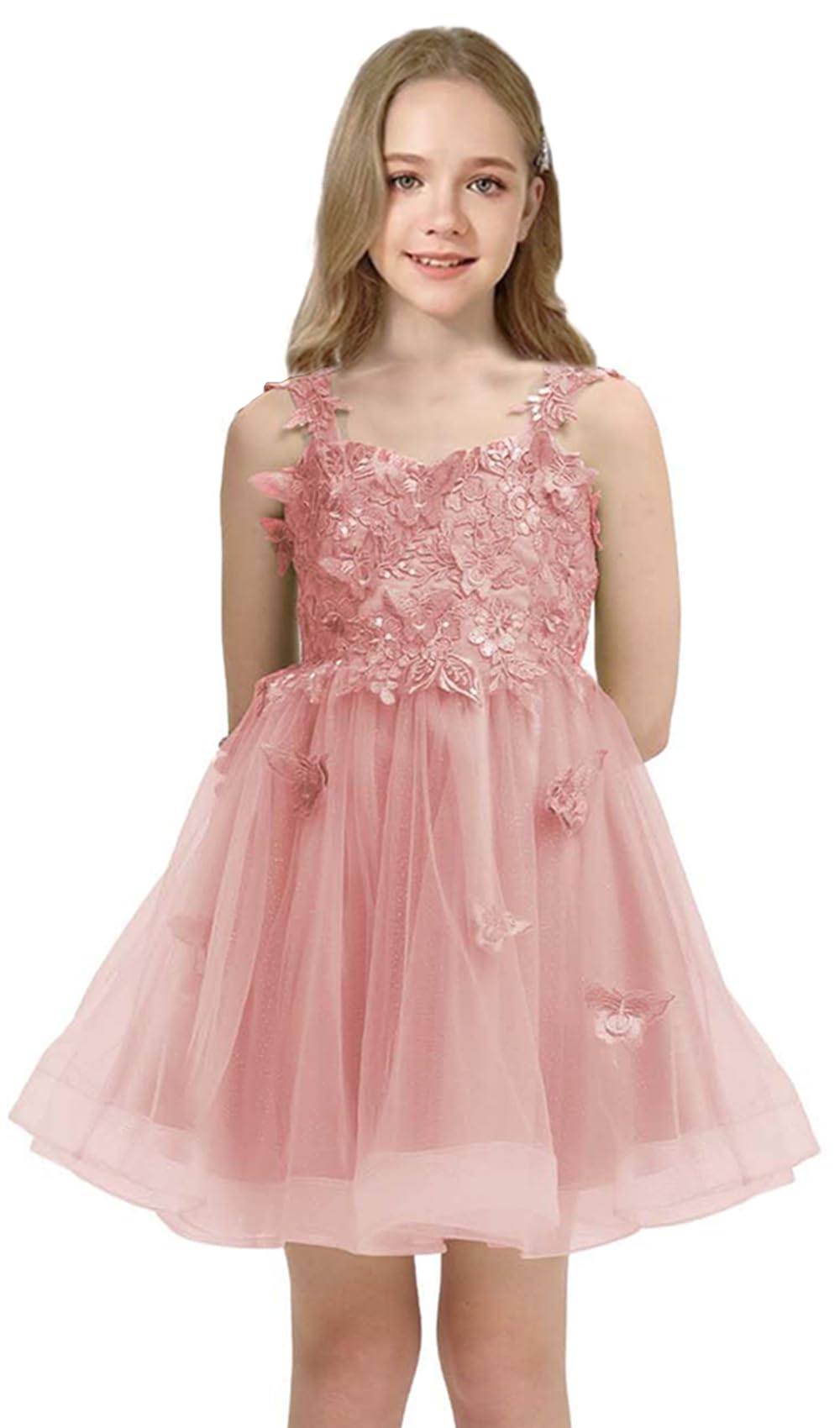 Short Flower Girl Dress for Wedding Lace Applique Homecoming Dresses for Teens UJR081