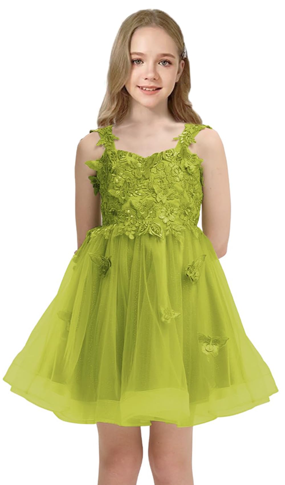 Short Flower Girl Dress for Wedding Lace Applique Homecoming Dresses for Teens UJR081